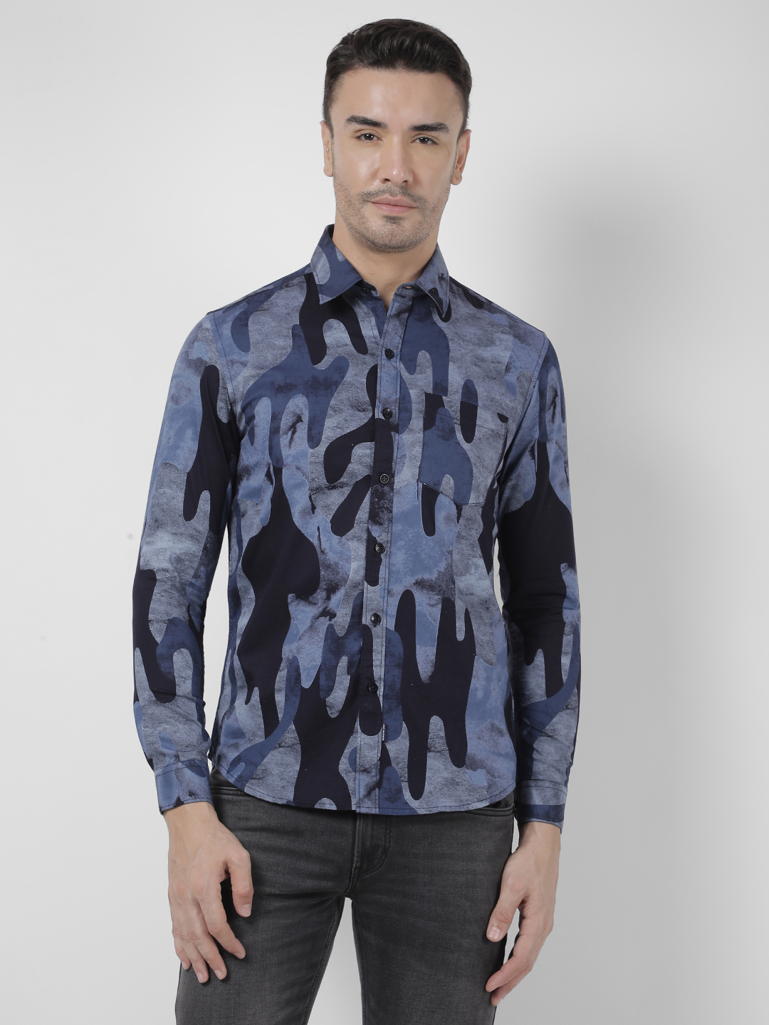 Numero Uno Men Abstract Blue Shirt